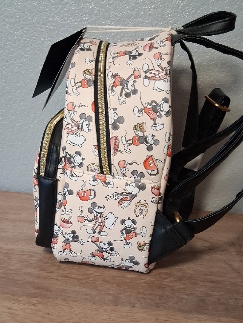 Loungefly Cream & Black Mickey Mouse Retro Pattern Mini Backpack - Picture 5 of 6